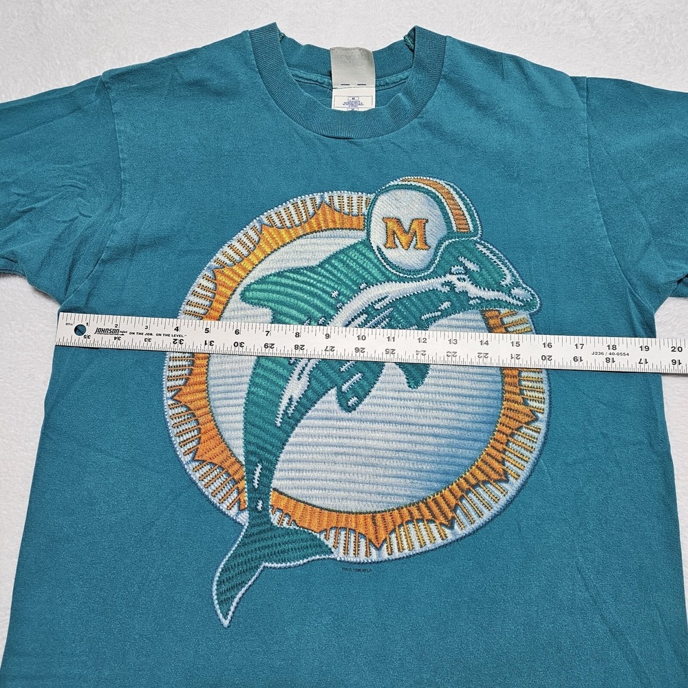 Vtg Miami Dolphins 90's Pro Player T Shirt Mens M NFL Old Logo Single Stitch - Picture 9 of 10